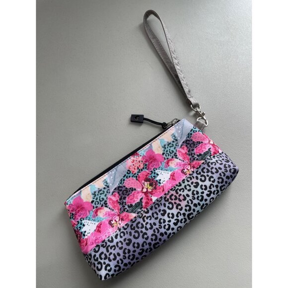Glove It Orchid Cheetah Wristlet OS Pink Gray Floral Animal Print Pouch Chic NEW - Picture 3 of 8